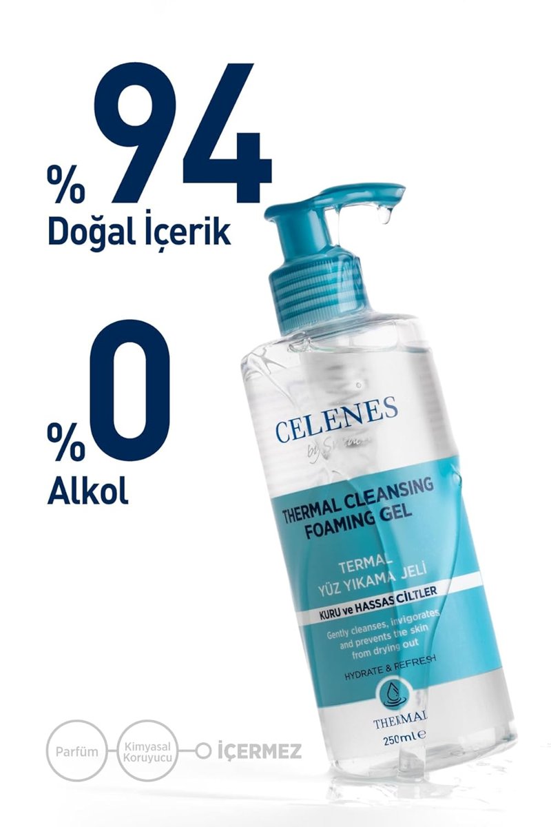 Celenes Nemlendirici Ve Canlandırıcı Thermal Yüz Temizleme Jeli Kuru Ve Hassas Ciltler 250 ml, 73501