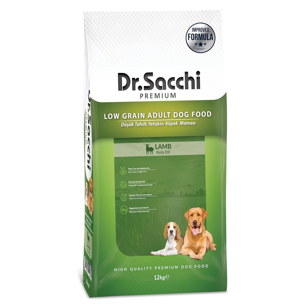 Dr.Sacchi Düşük Tahıllı Kuzu Etli Yetişkin Köpek Maması 12 kg