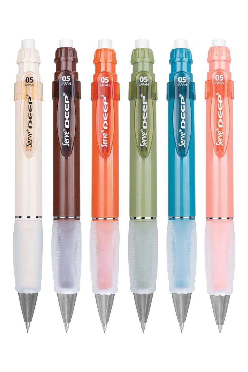 Serve Deep Mekanik Kurşun Kalem, Toprak Tonları, 0.5 mm, 6'lı Kutu