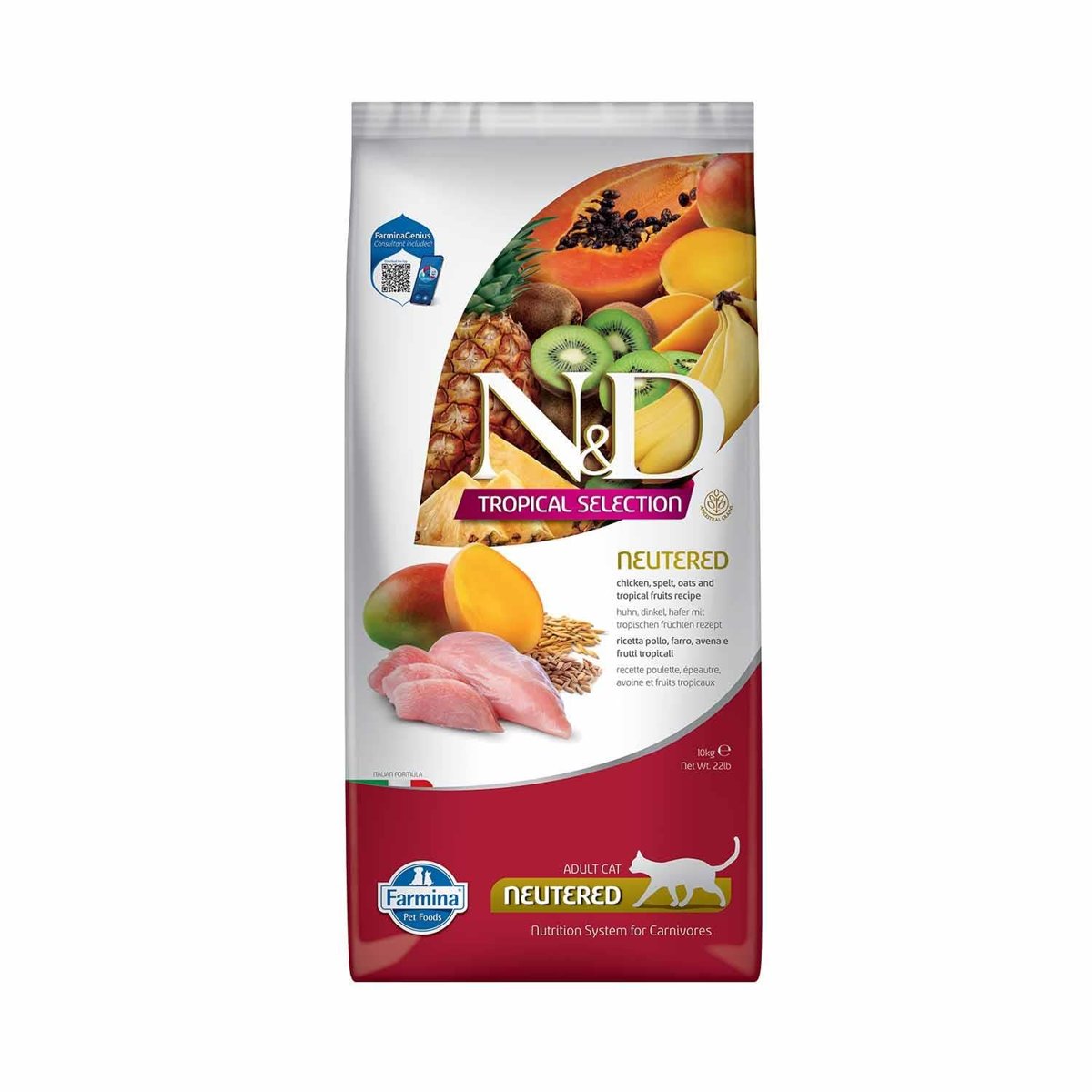 ND ND Tropical Selection Tavuklu ve Tropikal Meyveli Kısırlaştırılmış Kedi Maması 10 Kg