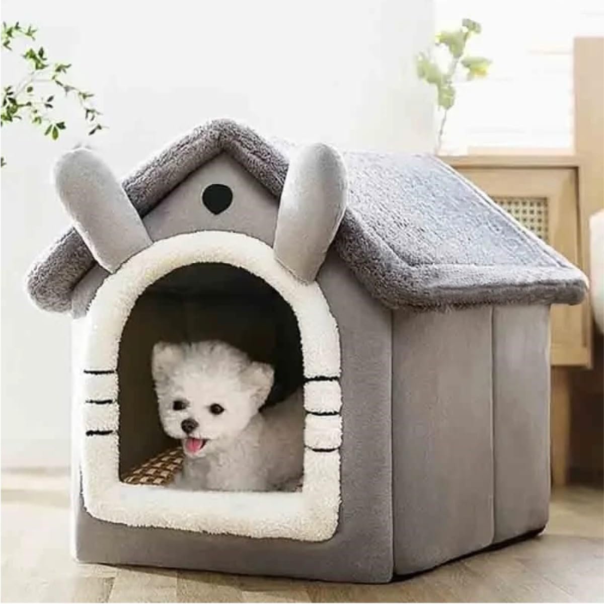 Tineke Klasik Model Kedi Evi Yumuşak Kedi Yatağı Derin Uyku Ve Kış Evi Çıkarılabilir Minder GRİ (GRİ, BEDEN M)