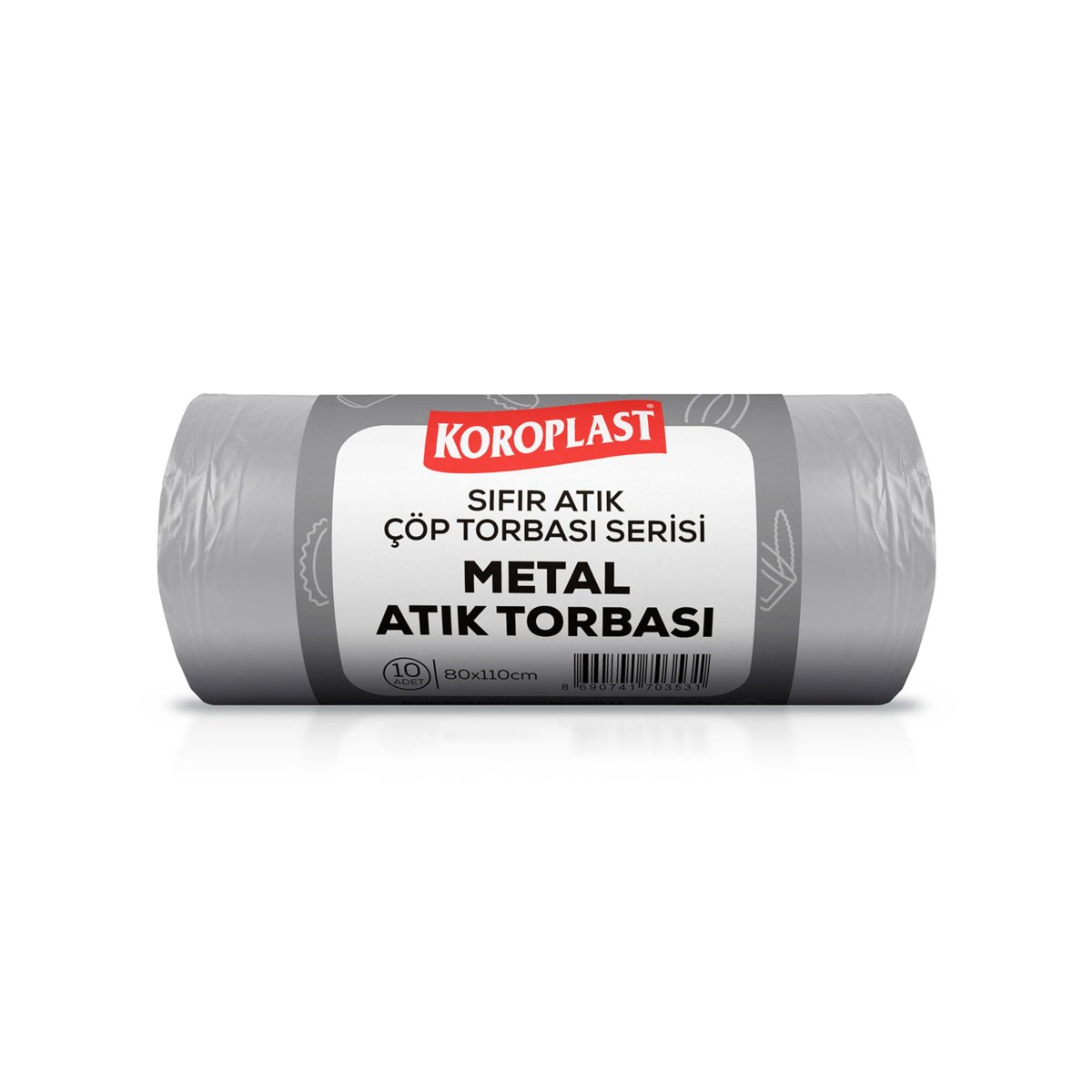 Koroplast Metal Atıklar Çöp Torbası 10'lu 80×110 cm, Yırtılmaz, Yüksek Kapasite, Çift Katlı, Geri Dönüştürülebilir Çöp Poşeti, fabrika, atölye, inşaat şantiyesi, kafe, restoran, ev, okul, kamu, site