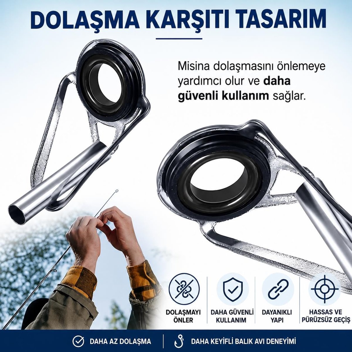 Valkyrie 80 Adet Olta Kamış Uç Yüzüğü Seti – 10 Farklı Boy Seramik Halkalı Dolanma Önleyici Kılavuz Yüzük Seti