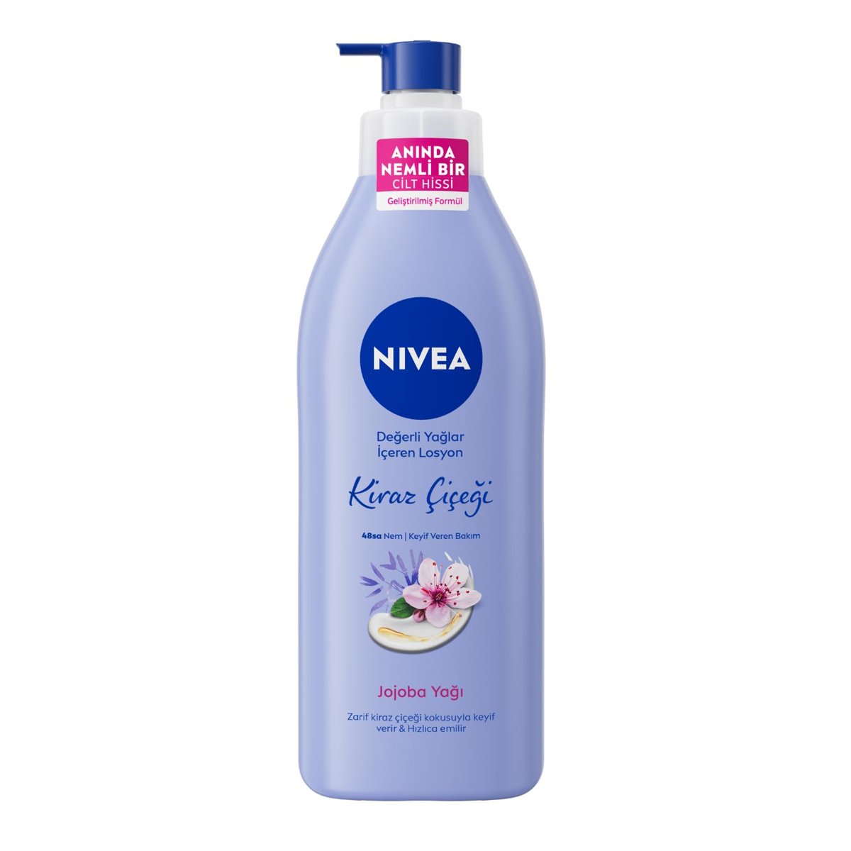 NIVEA Değerli Yağlar İçeren Vücut Losyonu Kiraz Çiçeği ve Jojoba Yağı, 400 ml,Tüm Ciltler,48 Saat Nemlendirici, Hızlı Emilir