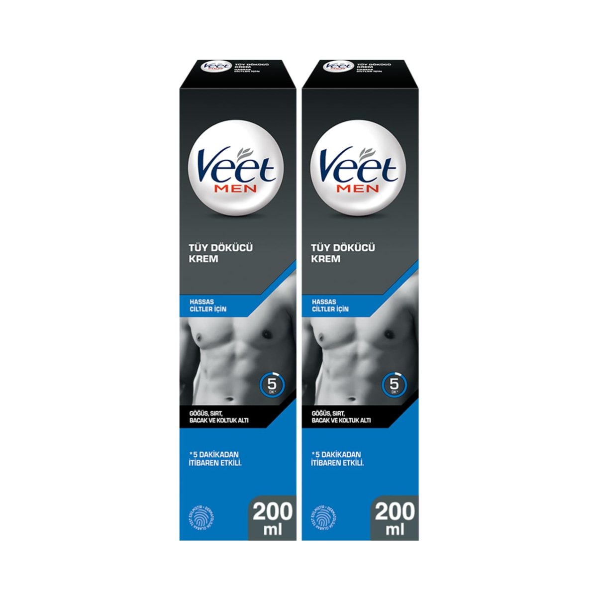Veet Tüy Dökücü Krem Erkeklere Özel, Hassas Cilt (2 x 200 ml)