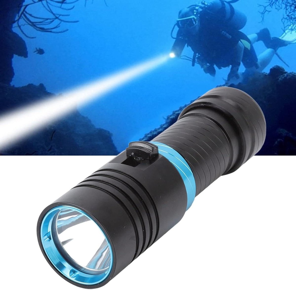 Valkyrie Profesyonel Şarjlı Su Altı Dalış Feneri Metal Kasa Yüksek Aydınlatma Su Geçirmez 2000mAh Kutulu