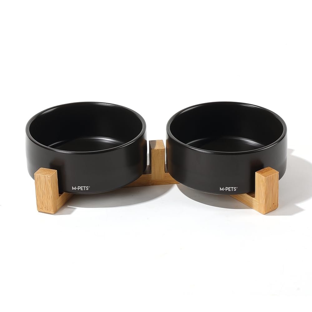 M-PETS OPERA SERAMİK MAMA KABI BAMBOO STANDLI 2X850ML BLACK