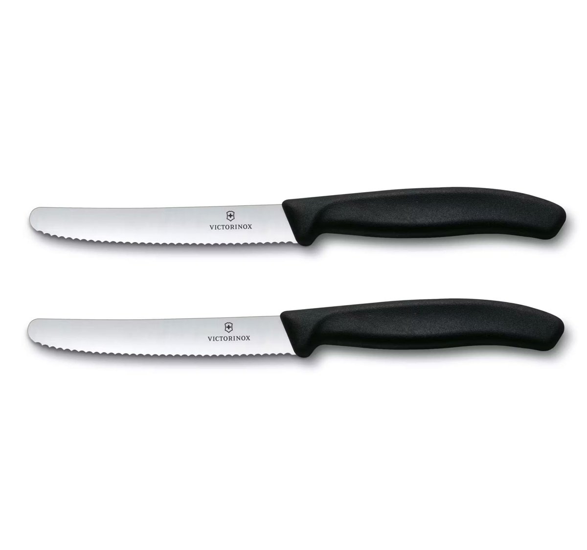 Victorinox | Mutfak bıçağı seti | 2 adet siyah | bıçak uzunluğu: 11 cm | ekstra keskin tırtıklı | ergonomik saplı sofra bıçağı