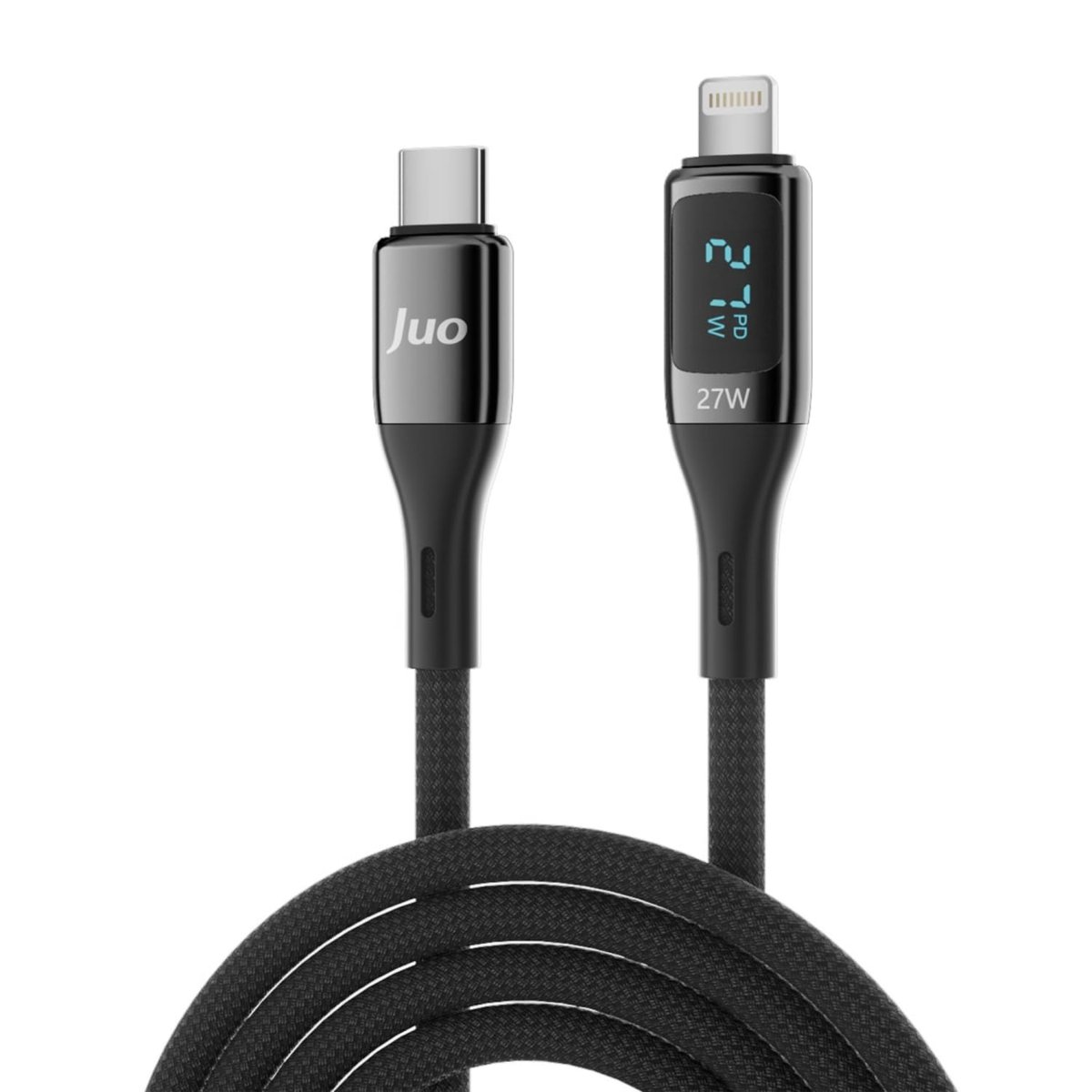 Juo 27W Dijital Led Ekranlı USB Type-C to Lightning iPhone iPad Hızlı Şarj ve Data Kablosu 1 Metre