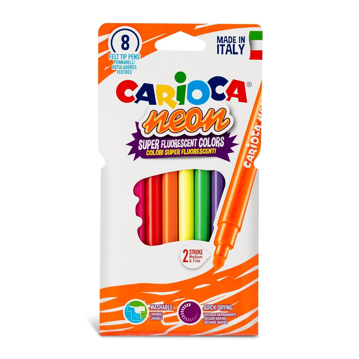Carioca Fosforlu Yıkanabilir Keçeli Boya Kalemi 8'li