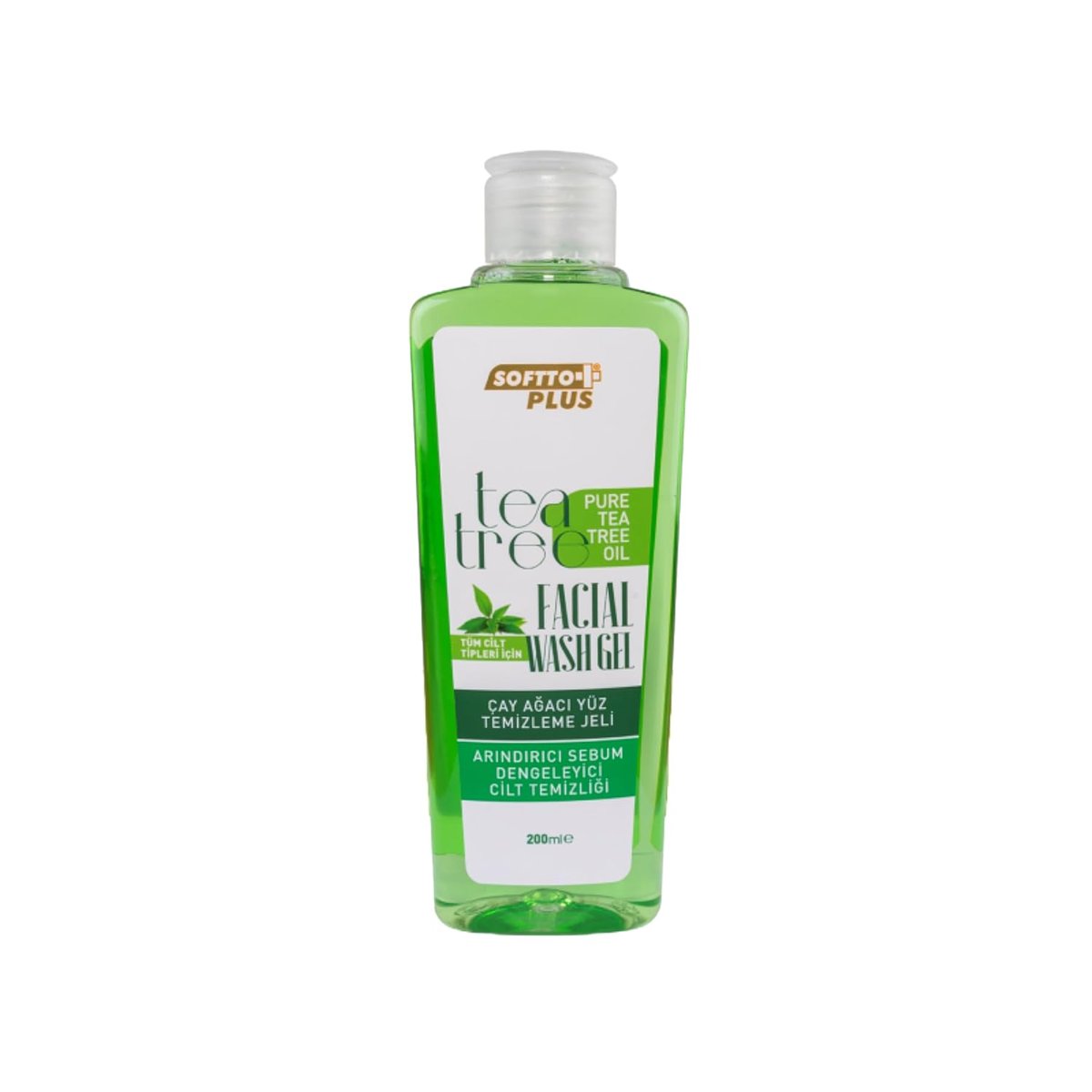 Softto Plus Çay Ağacı Özlü Yüz Yıkama Jeli, Akne ve Lekeli Ciltler için, 200ml
