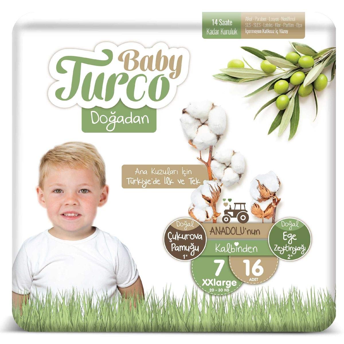 Baby Turco Doğadan 7 Beden XXlarge Bebek Bezi (1 x 16 Adet)