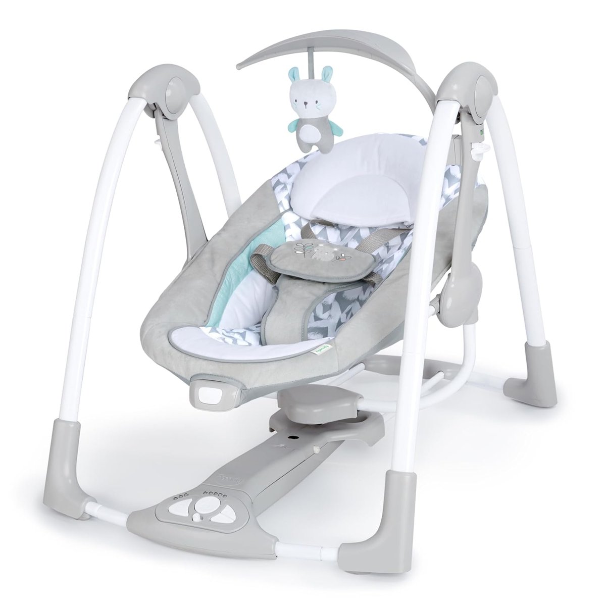 Ingenuity ConvertMe 2'si 1 Arada Kompakt Taşınabilir Bebek Salıncağı ve Bebek Koltuğu, Akülü Titreşimler, Otomatik Sallanma, Doğa Sesleri - 9 kg'a kadar