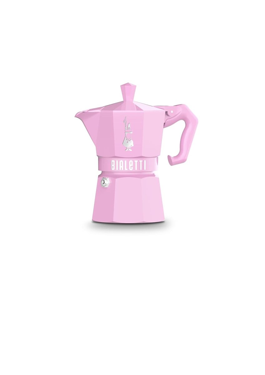 Bialetti - Moka Exclusive: 3 Cups Ocak Üstü Espresso Pişirici - 130ml - Pembe Renk - Alüminyum Gövde