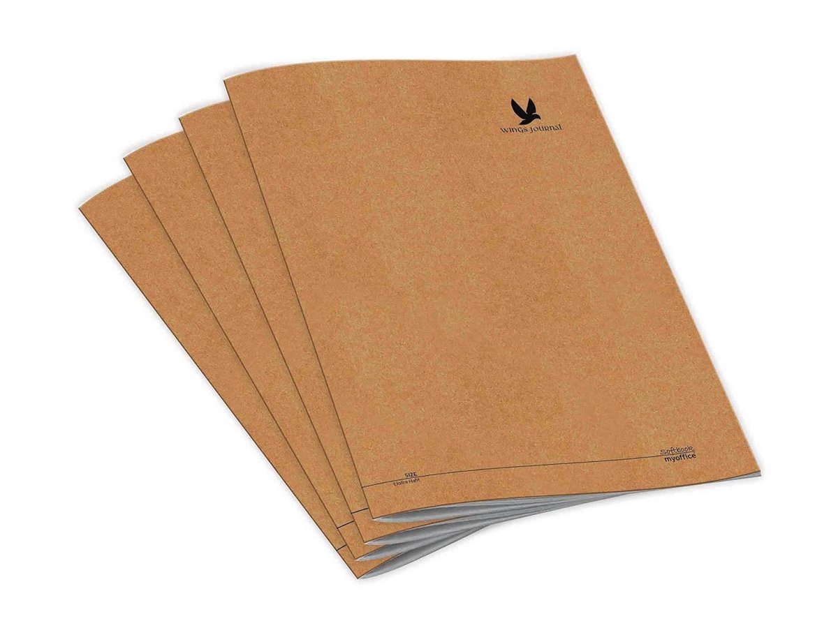 Wings Journal 4’lü Kareli Tel Dikişli Defter Seti – Kraft Kapak, Hafif Holme Kağıt, A5 – toplam 384 Sayfa