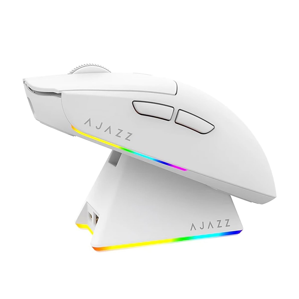 Coverzone AJAZZ AJ139 V2 MC Mouse 3 Farklı Bağlantı Modu-RGB Manyetik Şarj İstasyonlu-PAW 3311 Sensör-500 mAh Batarya-66 Gram (Beyaz)