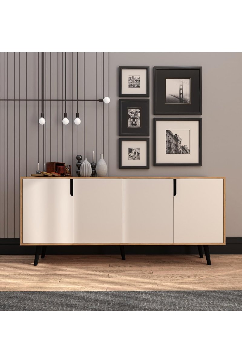 VM VERTEX MOBİLYA Latina Modern Konsol 180 Cm Safir Meşe - Beyaz Safir Meşe-Beyaz 45 x 180