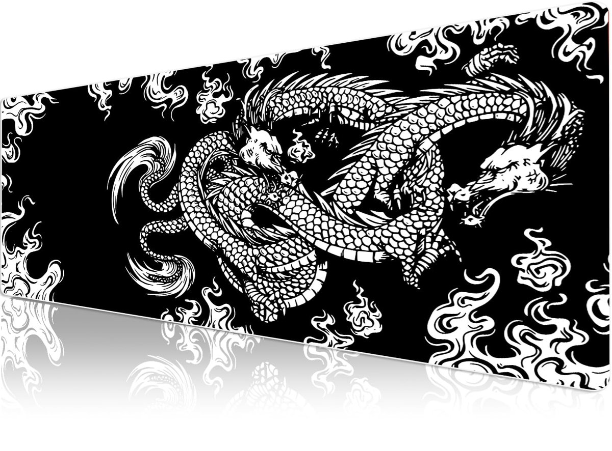 Klasse Pro - 10 Farklı Model Dikişli Kenar 90x40 cm Oyuncu Gaming Mouse Pad (Dragon Knot, 90x40 cm)