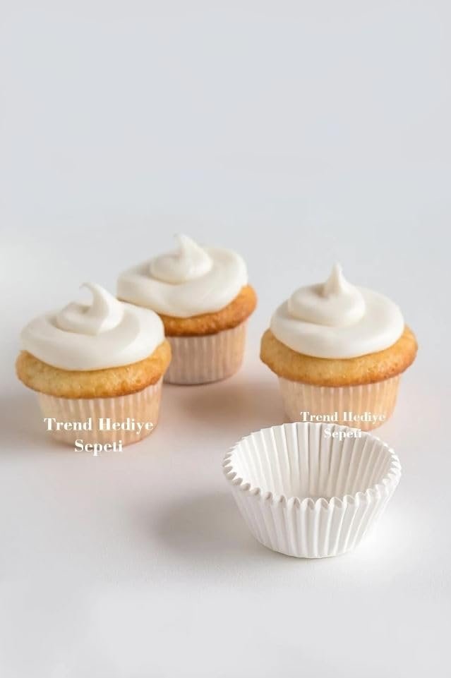 Trend Hediye Sepeti Takribi 200 Adet Mini Boy Beyaz Truff Çikolata Kağıdı, Muffin Kek Kalıbı, Lokum