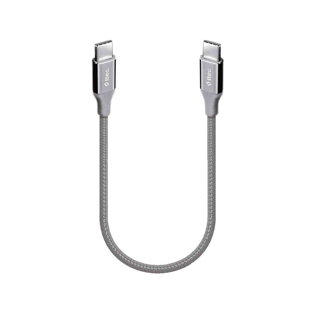 ttec AlumiCable USB-C - USB-C 30cm 65W PD/QC Hızlı Şarj/Data Kablosu Uzay Grisi Uzay Grisi 2DK50UG