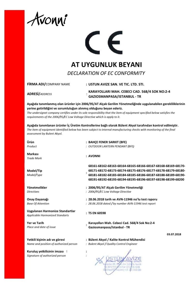 Avonni Bfe-68188-Bkr Kahverengi Elektrostatik Toz Boyalı Dış Mekan Aydınlatma, E27, Abs, Akrilik Cam, 23Cm