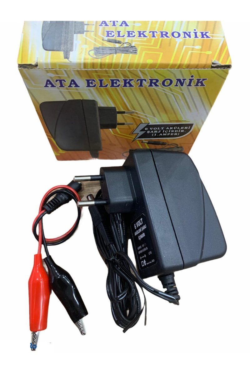 ATA ELEKTRONİK 6 Volt Kuru Tip Akü Şarj Adaptörü 6 Volt Aküler Içindir Extra Maşali Kablo Kesici Özellik ( Akü Şarj Olduğunda Voltaji Kesme Özelliği ) Akülü Araba Araç Oto Şarj Cihazi Adaptörü Garanti Yok