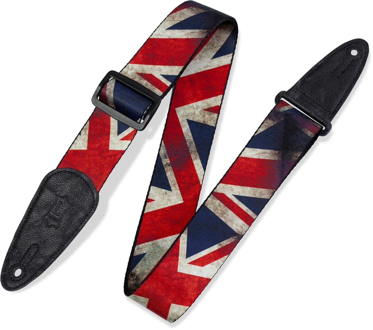 Levy's Leathers Süblimasyon Baskılı Eskitilmiş Bayrak Tasarımlı 5 cm Polyester Gitar Askısı (MDP-UK)