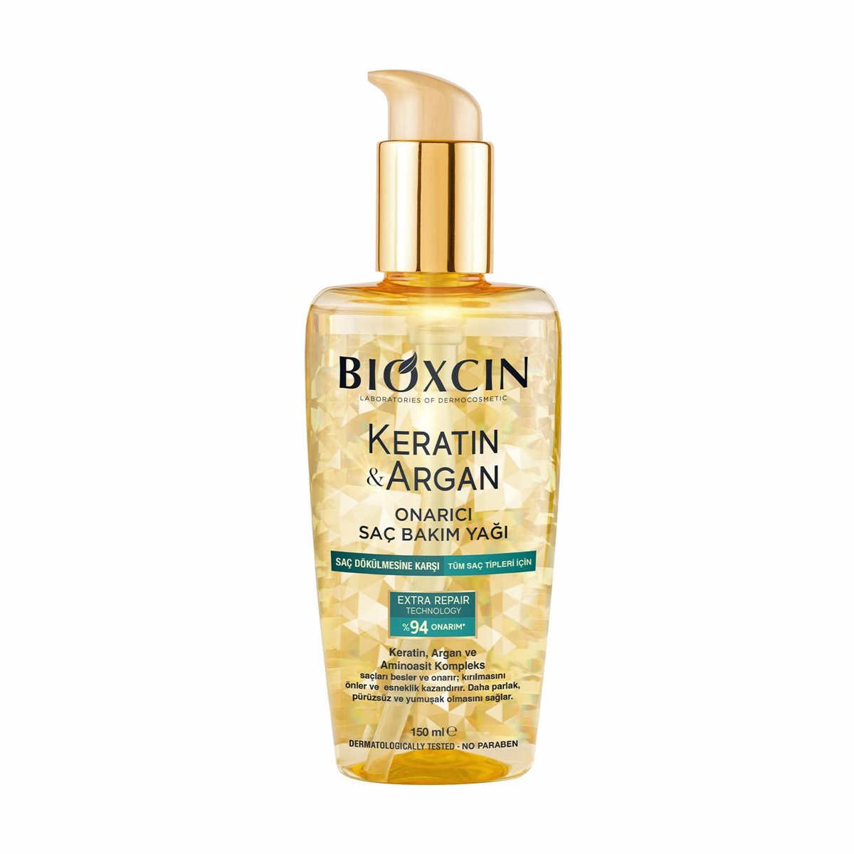Bioxcin Keratin  Argan Onarıcı Saç Bakım Yağı 150 ml – Yıpranmış Saçlar İçin Nemlendirici ve Parlakl