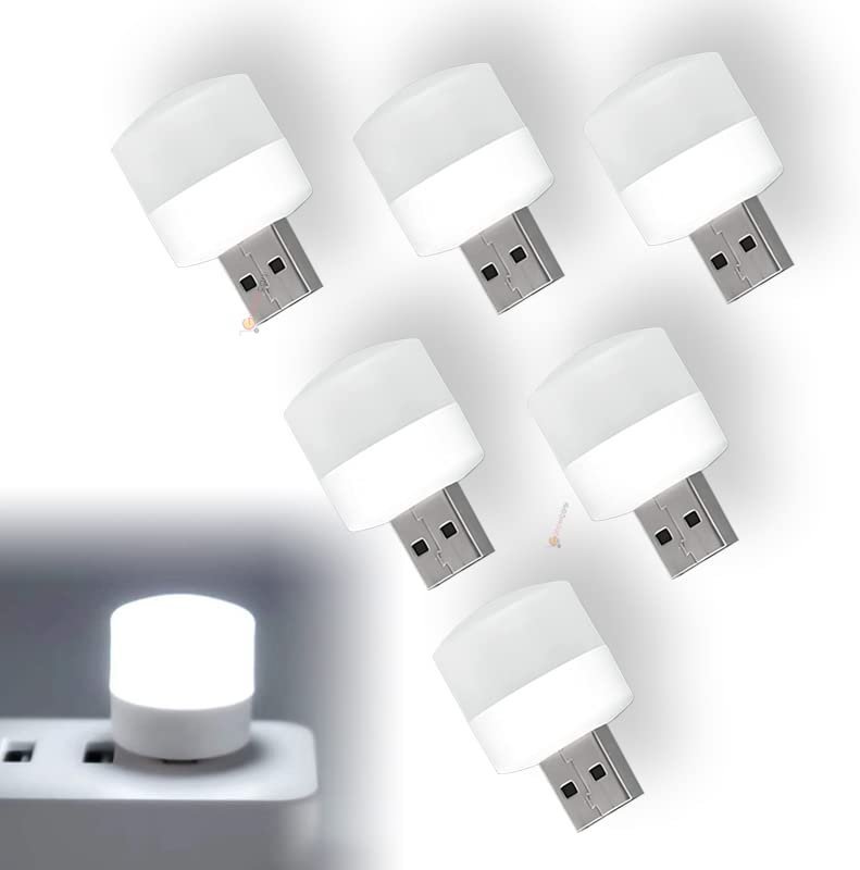 GüncelÇarşı Mini USB LED Işık, 1W Enerji Tasarruflu, Gece Aydınlatma, Rehber Gece Lambası, Kitap Okuma Lambası Işığı, Küçük Yuvarlak Işıklar (6 ADET)
