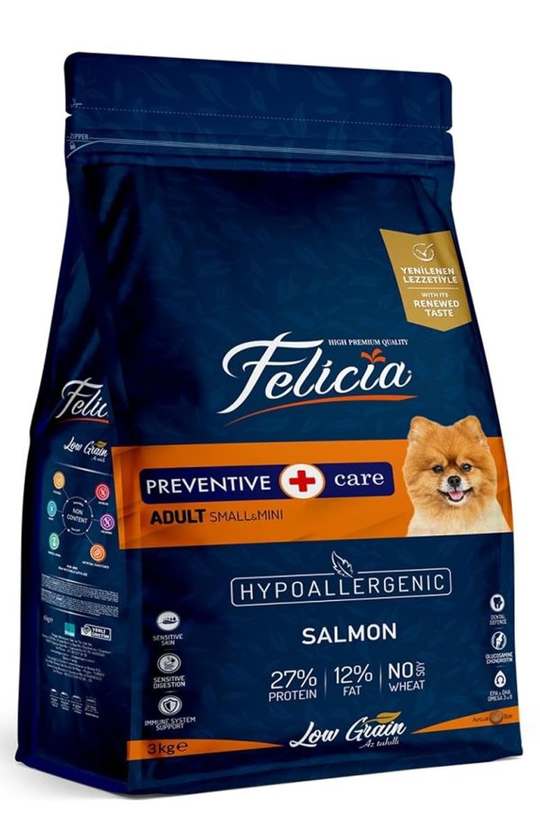 Felicia Az Tahıllı 3 Kg Yetişkin Somonlu Small/Mini HypoAllergenic Köpek Maması