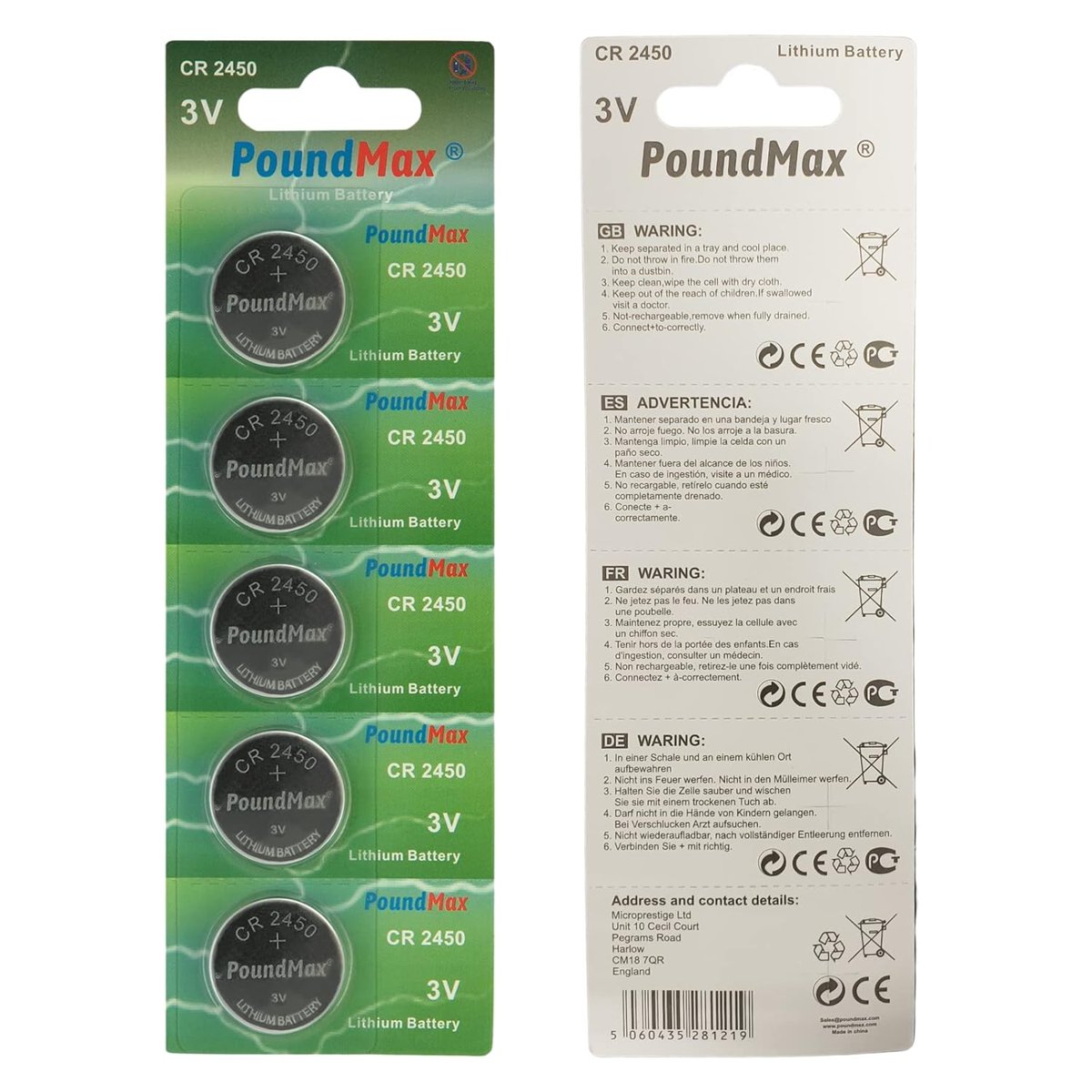 5 Adet 2450 CR2450 DL2450 DL2450 ECR2450 KCR2450 3V PoundMax Lityum Düğme Piller, Düğme Pil, Çocuklara Dayanıklı Ambalaj, Akıllı Ev Cihazları, Küçük Elektronik Ev Aletleri, Araba Anahtarları ve Diğer