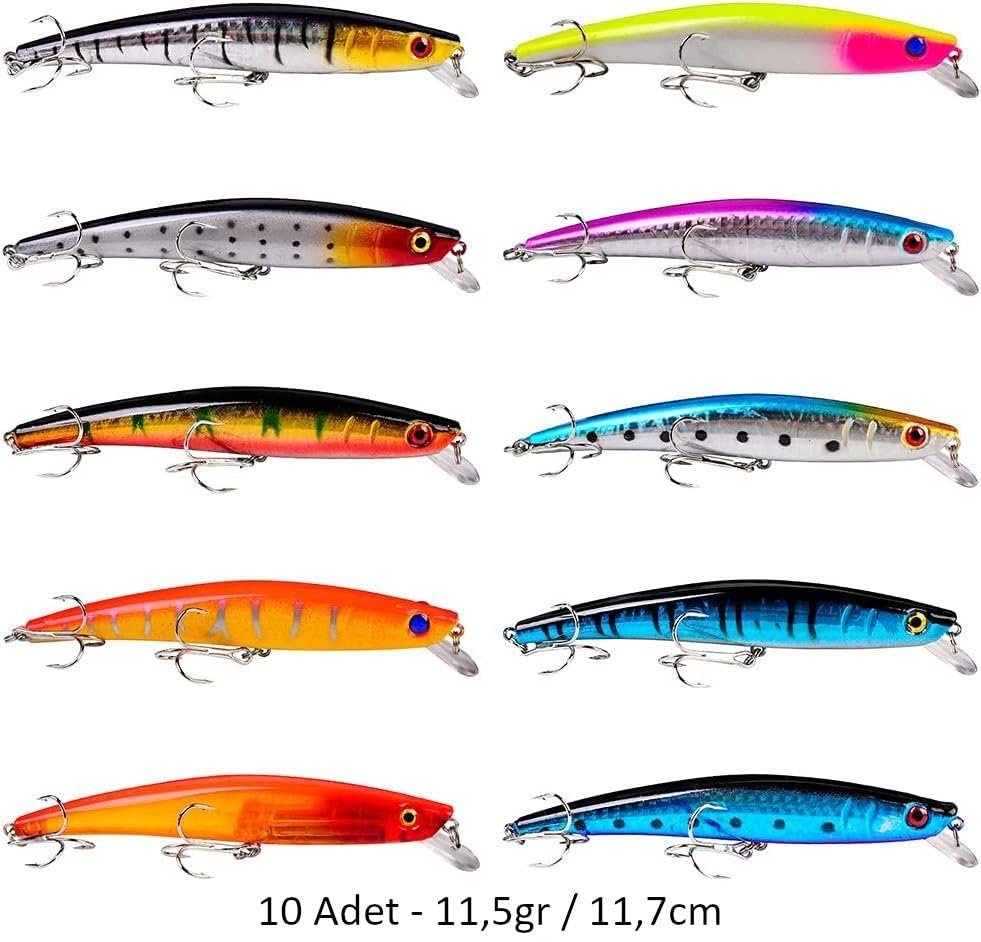 Valkyrie 59 Adet Karışık Minnow Crankbait Swimbait Rapala Sahte Yem Olta Seti Balık İğnesi