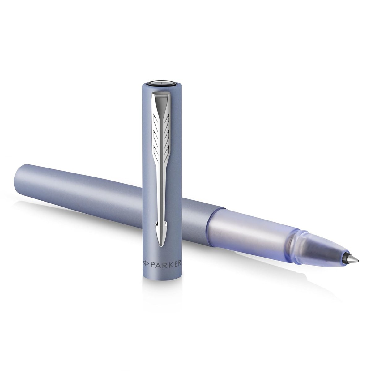 PARKER Vector XL Tükenmez Kalem | Metalik Gümüş-Mavi Vernik Pirinç Üzerine | Siyah Mürekkep Dolumu ile İnce Nokta | Hediye Kutusu