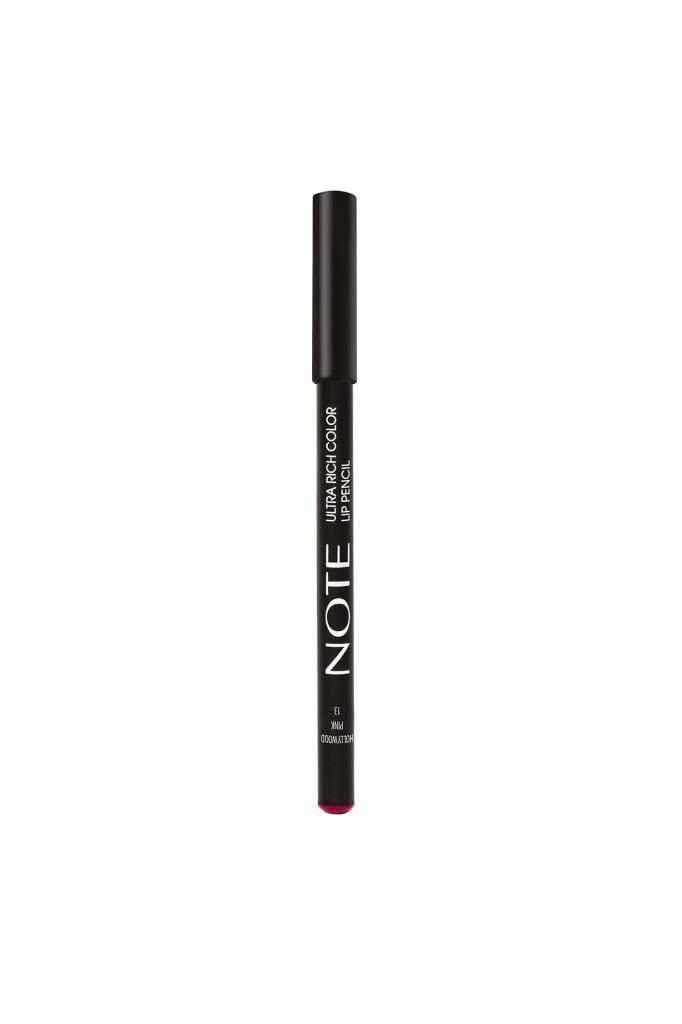 Note Cosmetics Ultra Rich Color Lip Pencil 13 Hollywood Pink Dudak Kalemi, Pembe