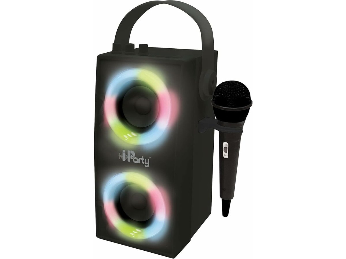 Lexibook iPparty Hoparlör - Taşınabilir Bluetooth Mikrofon Hoparlörü, Karaoke, Işık Efektleri, Kablosuz, USB, SD Kart, Şarj Edilebilir Pil, Siyah, BTP180BKZ, Tek Boyut