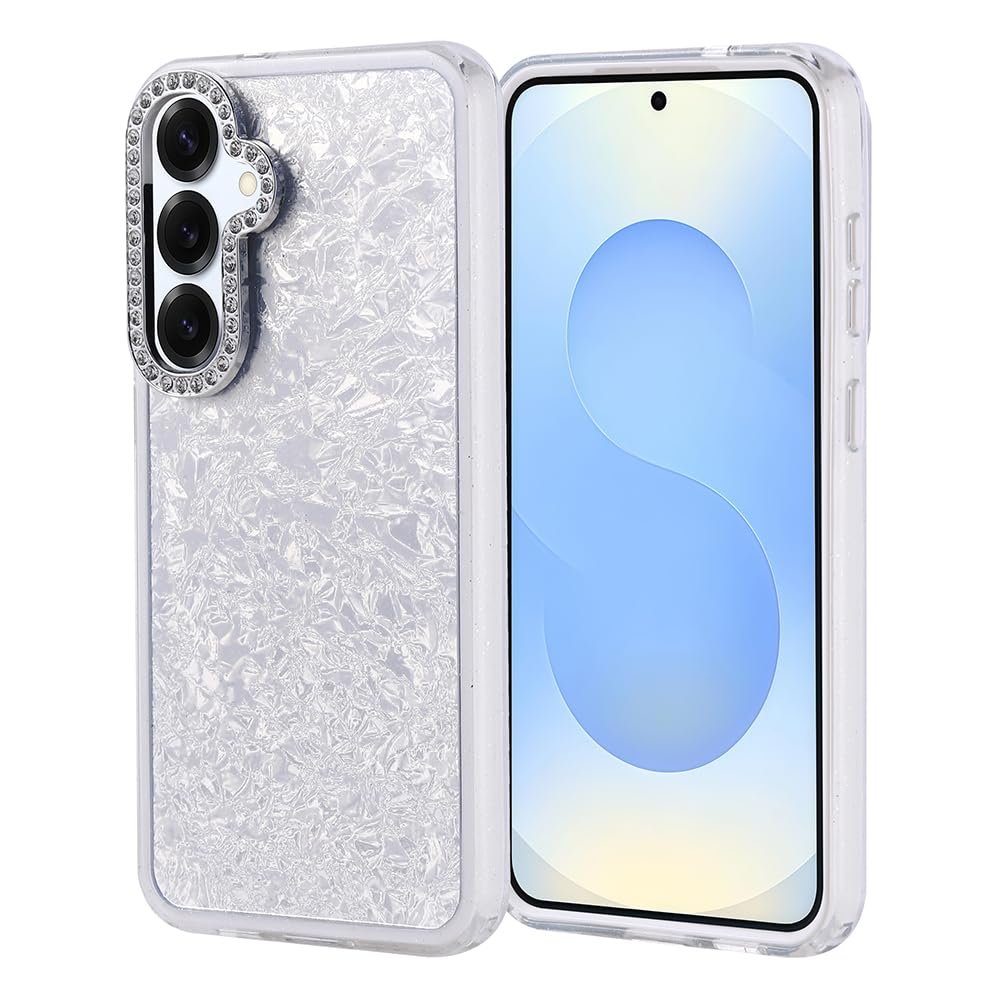 Spia Samsung Galaxy S25 Plus ile Uyumlu Kılıf Gümüş Kapi Kapak Taşlı (Samsung Galaxy S25 Plus ile Uy
