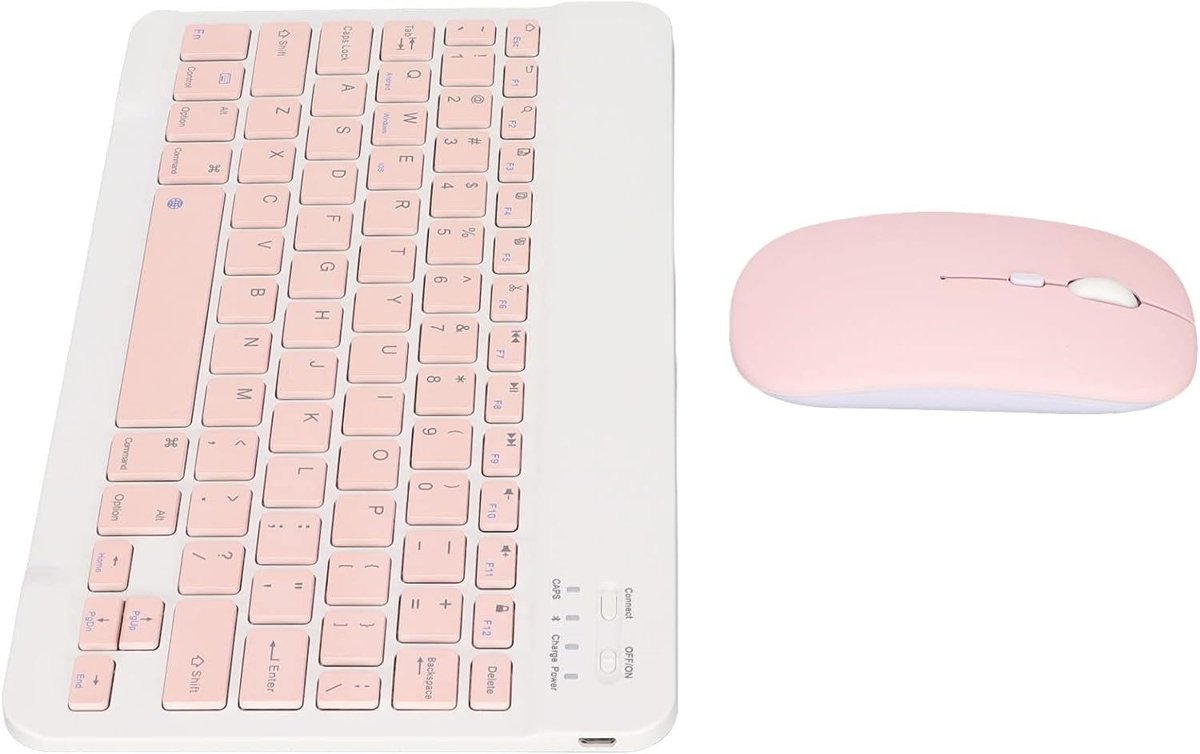 Valkyrie Bluetooth Ios Ipad Android Windows Uyumlu Klavye Mouse Seti - Sessiz - Şarjlı - Combo - Ultra İnce - Türkçe - Kablosuz Pembe