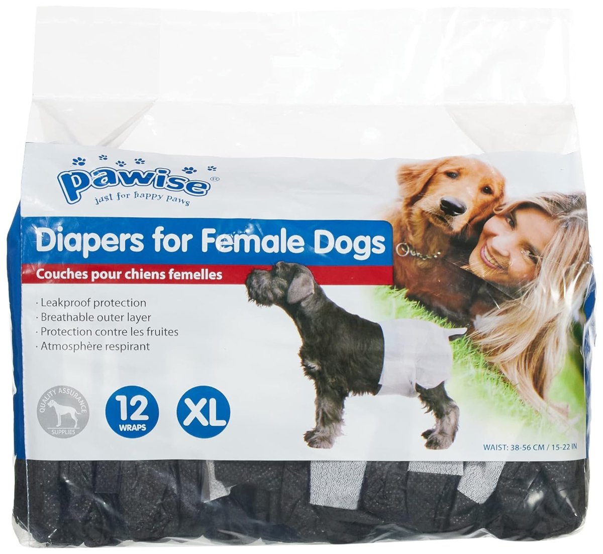 Pawise Köpek Alt Bağlama Bezi XL Boy Siyah 12 Adet
