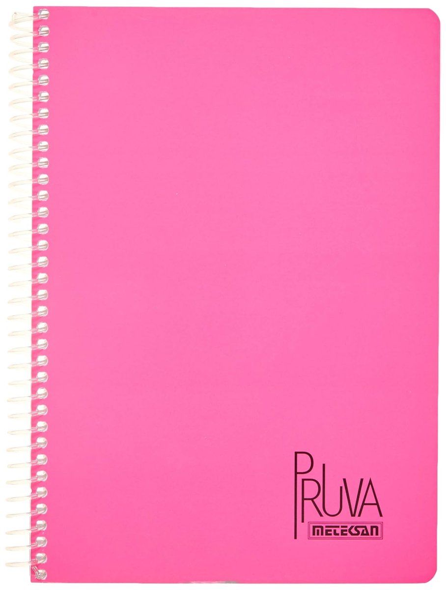 Meteksan Pruva A4 Pet Spiralli Karton Kapaklı Defter 144 Yaprak - Kareli - Fuşya