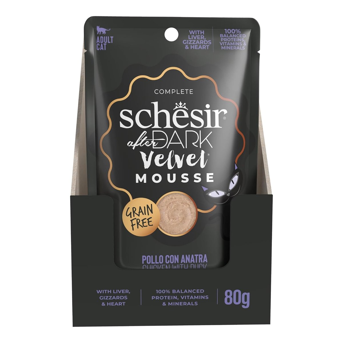 Schesir After Dark Tavuk ile Ördek Mus Yetişkin Kedi Pouch 80g
