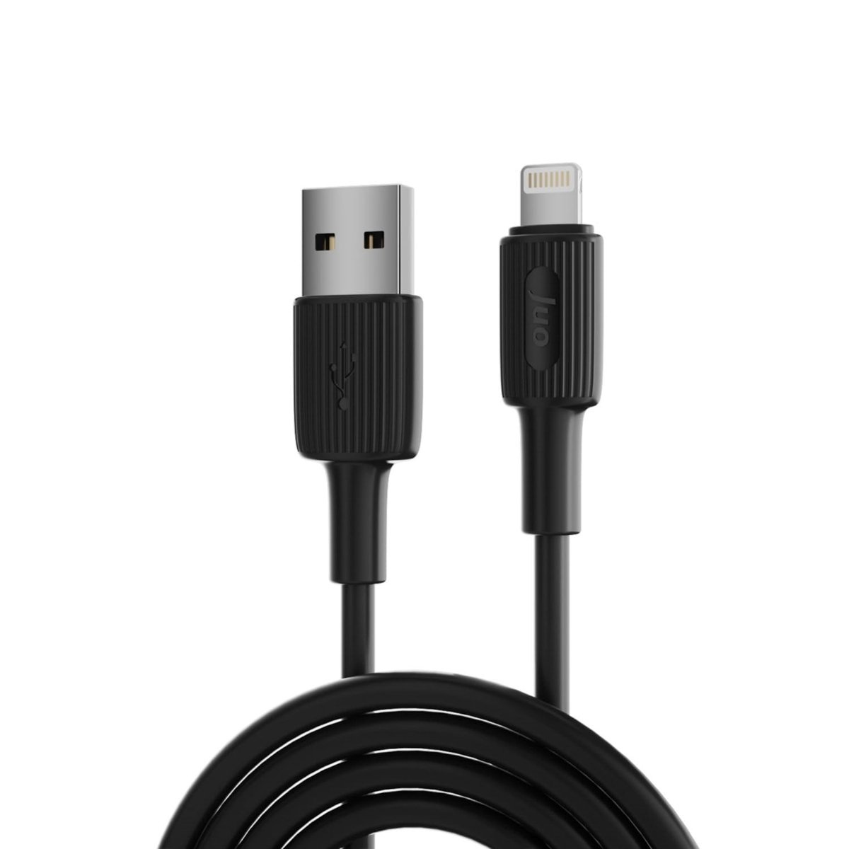 Juo 12W 2.4A USB-A to Lightning iPhone iPad ile Uyumlu Silikon Hızlı Şarj ve Data Kablosu Siyah 2 Me