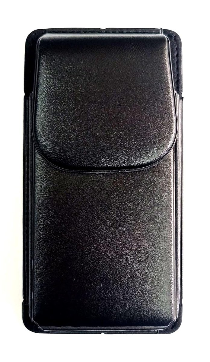 Kemere Takılan Lüks Suni Deri Telefon Kılıfı, Mıknatıslı, 17x8 cm, Siyah