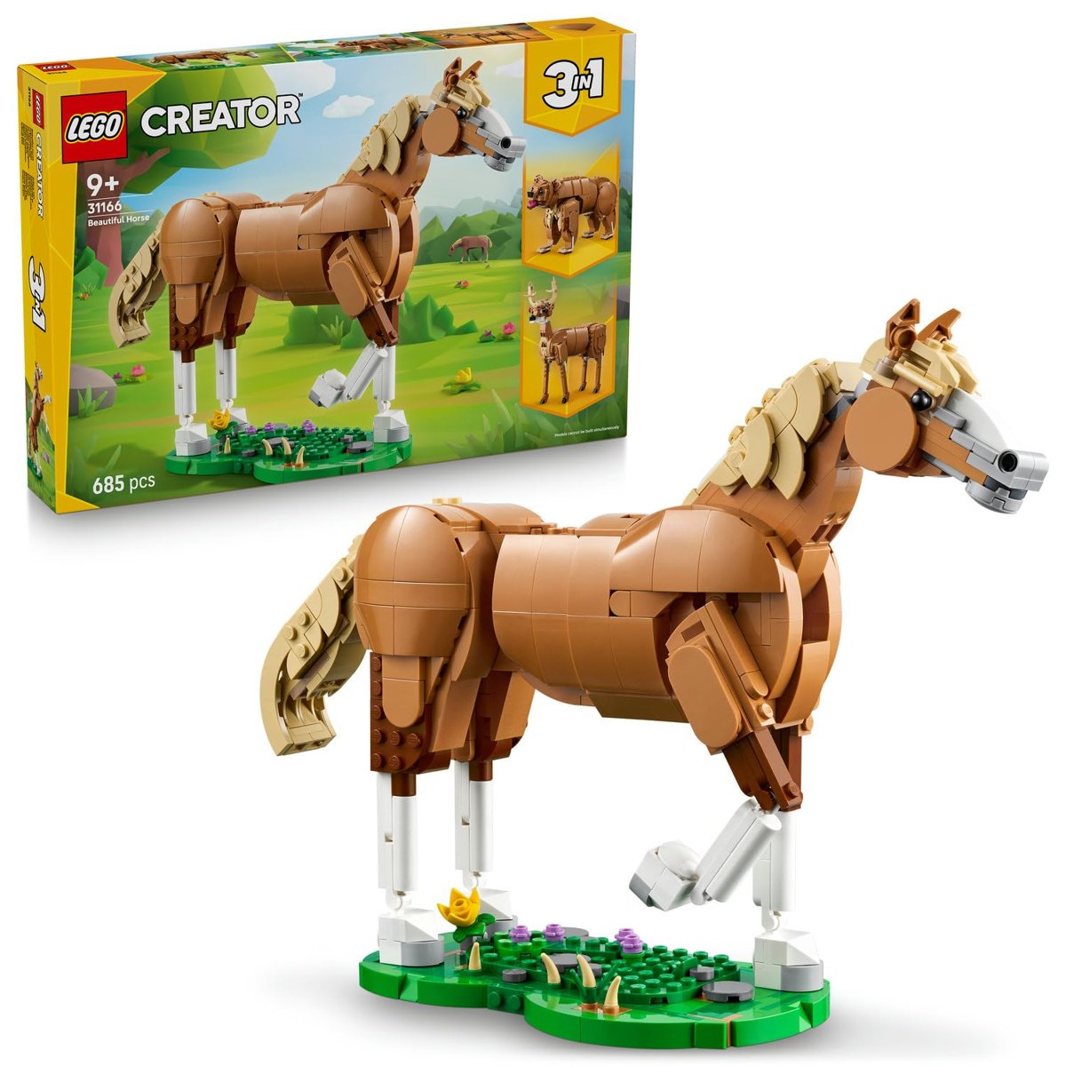 LEGO Creator 3'ü 1 Arada Güzel At 31166-9 Yaş ve Üzeri Doğa ve Hayvan Tutkunu Çocuklar için Ayı, Gey