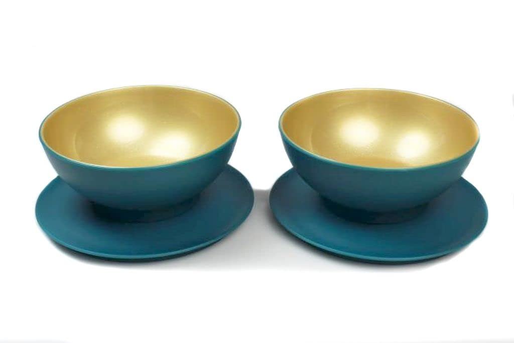 Tupperware Allegra tatlı kasesi (2) 275 ml turkuaz/altın tatlı kasesi