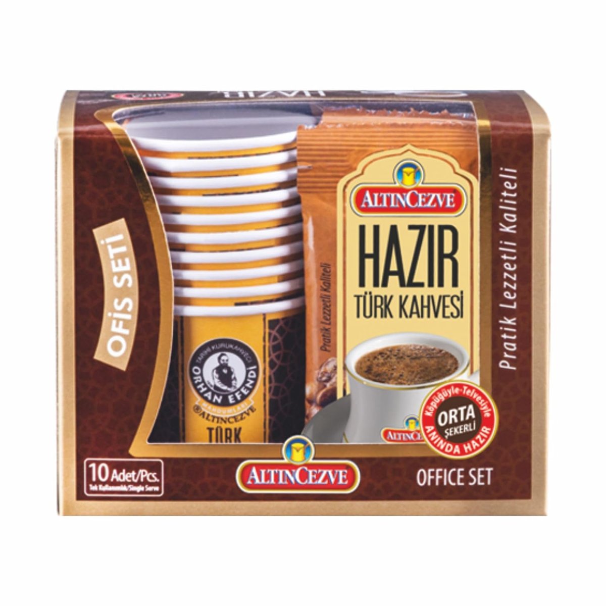 Altıncezve Ofis Seti Hazır Türk Kahvesi Orta (Orta Şekerli) 10' lu Paket (10 Adet x 9 Gr)