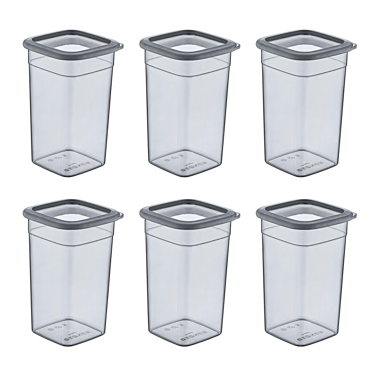 Smartware 6'Lı Set Skali Kare Saklama Kabı Antrasit 1440 ML