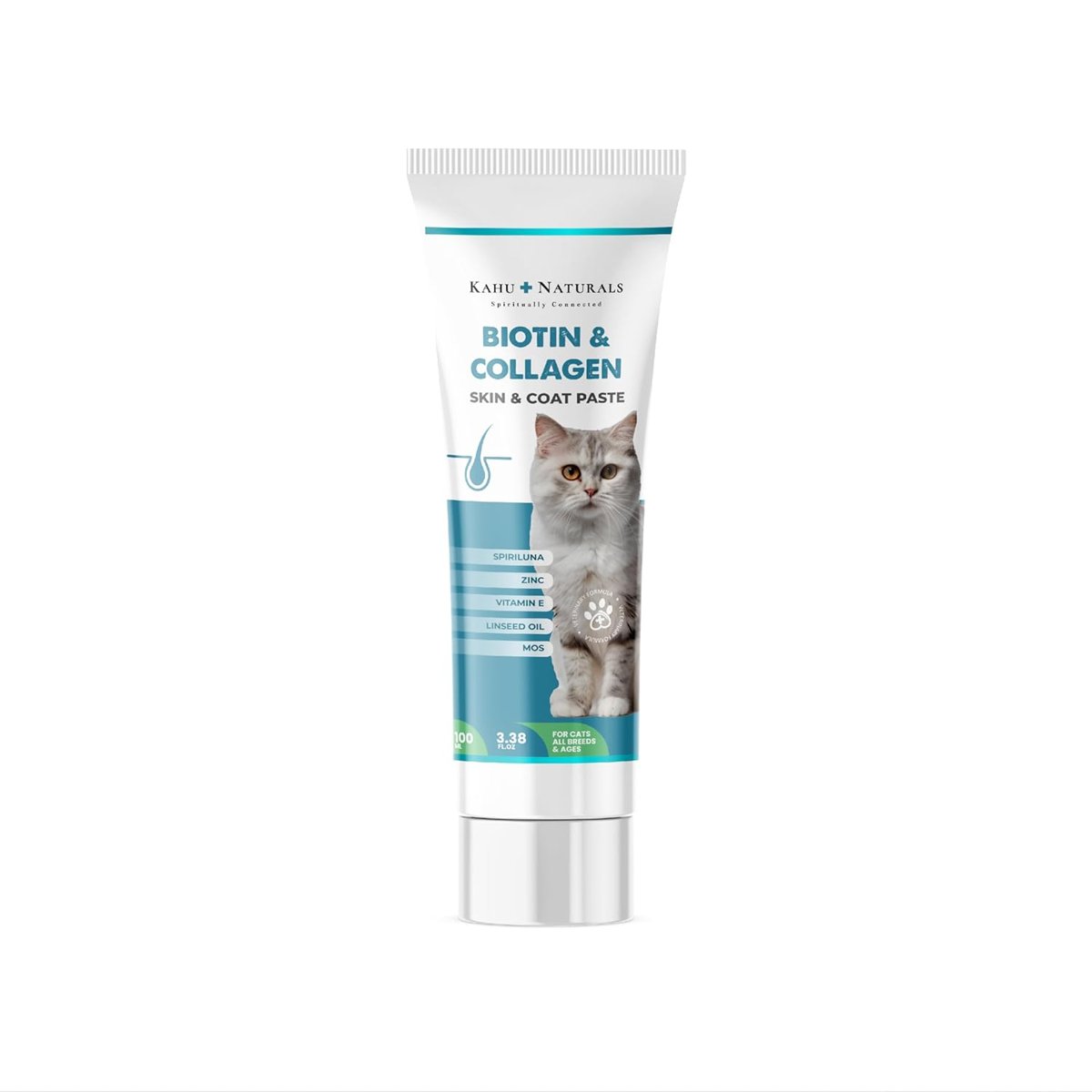 Kahu Naturals Biyotin & Kolajen Deri ve Tüy Sağlığı Kedi Maltı, Spirulina İçerikli, Tüy Dökülme Karşıtı 100 ml
