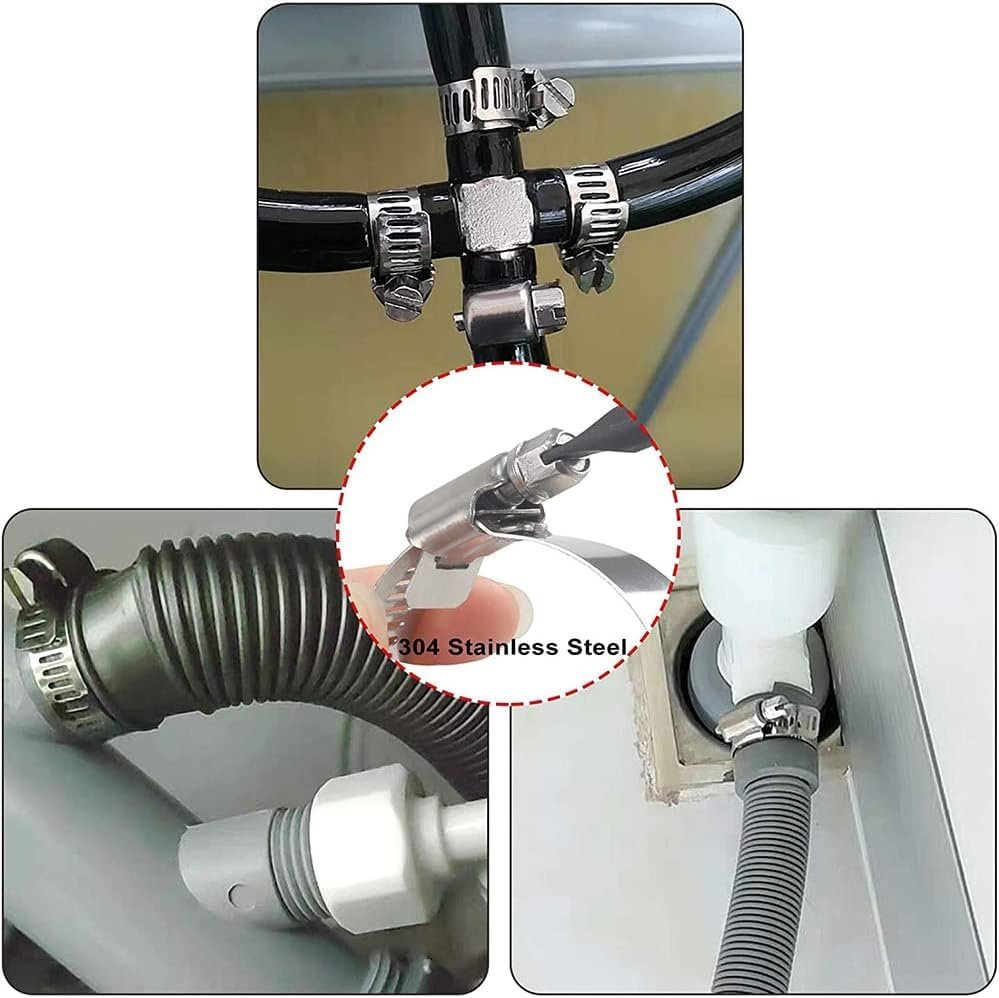 AEE® 10’lu Metal Hortum Kelepçesi Seti – 8-18 mm / 11-20 mm / 13-23 mm / 18-25 mm / 14-27 mm | Ayarlanabilir Paslanmaz Çelik Kelepçe Seti, Su – Hava – Yağ Hatları İçin