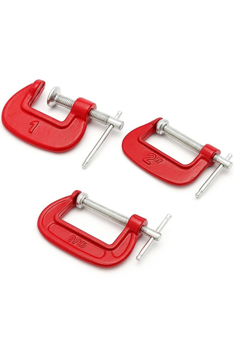 Busstier Mengene Seti, 3 Parça, Çelik Karbon, 2.5 cm, 5.2 cm, 6 cm Ağız Açısı, Ahşap ve Metal Sıkma İçin Profesyonel Mengene Takımı Karışık Renk