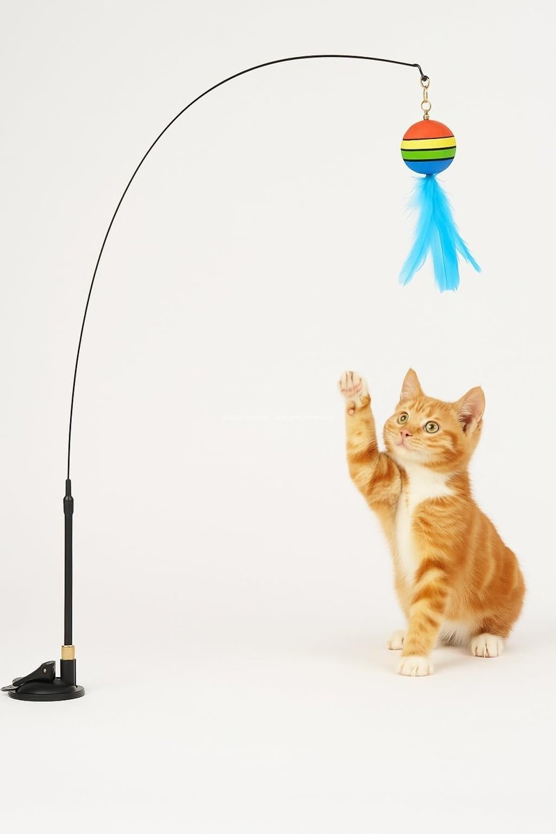 Busstier Vakumlu Tüylü Kedi Oltası Çıkarılabilir Çıngıraklı İnteraktif ve Eğlenceli Kedi Oyuncağı Eller Serbest Oyun Çubuğu Yavru ve Yetişkin Kediler İçin